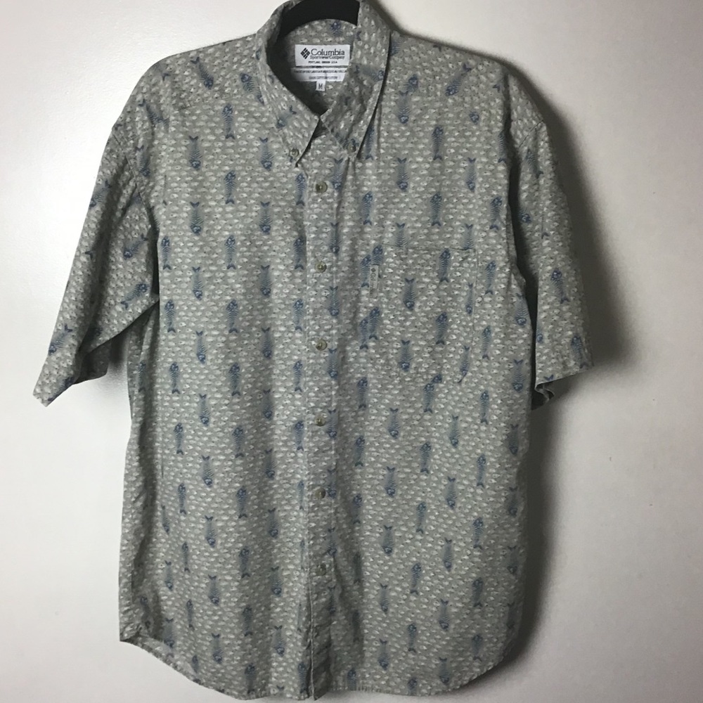 Columbia fish print button down shirt. Medium